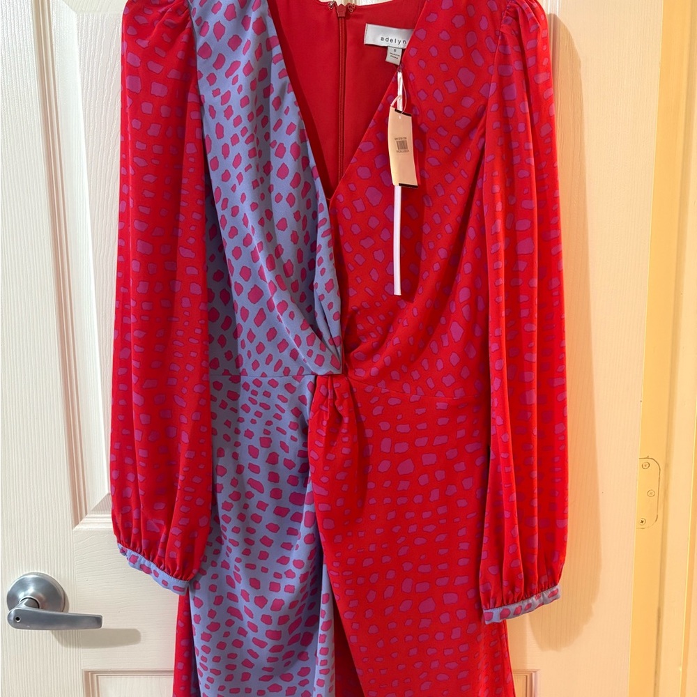 Adelyn Rae Red and Purple Long Sleeve Dress